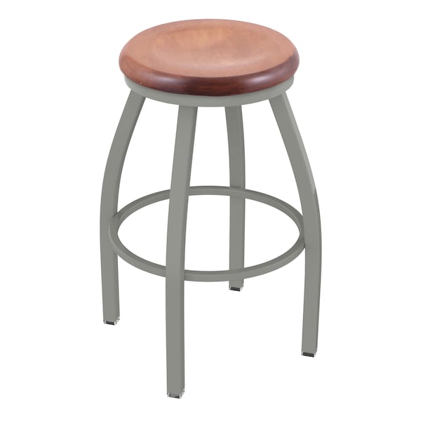 36" Swivel X-Tall Bar Stool, Nickel Finish, Med Maple Seat